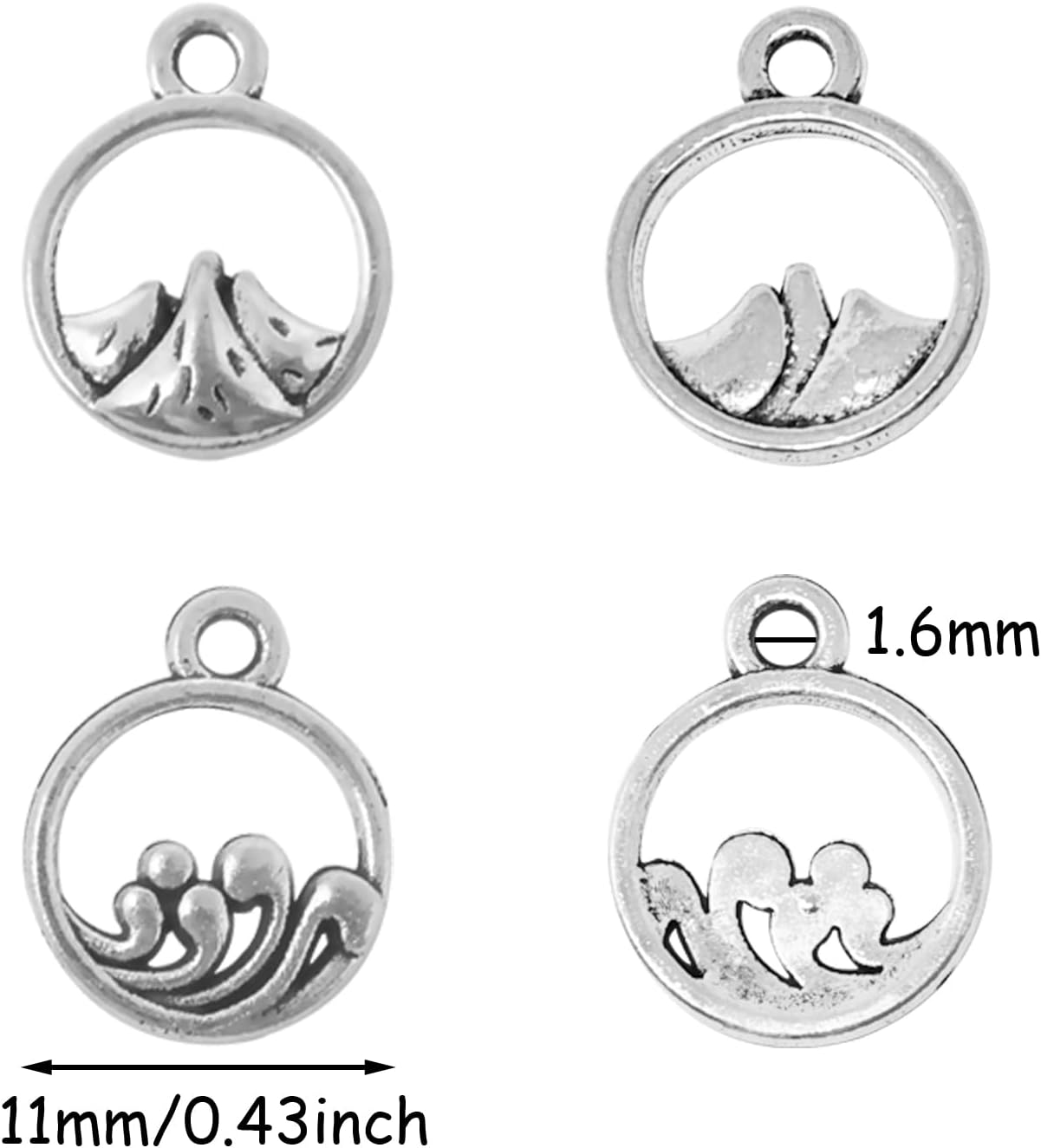 Honbay 100PCS Alloy Couple Pendant Sea Mountain Charms Pendant for Jewelry Making Necklaces, Bracelets and DIY Crafts - Image 2
