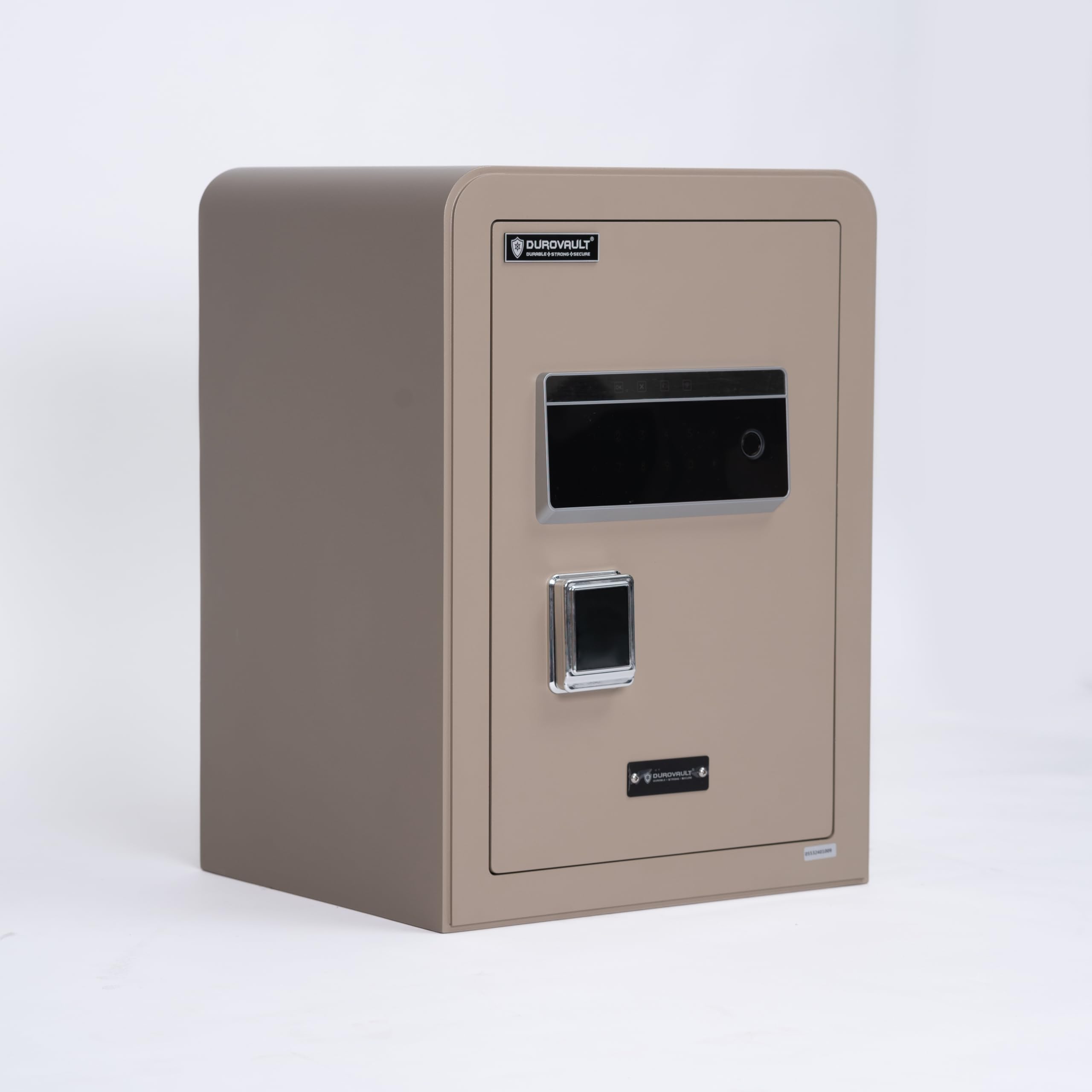 DuroVault Safe Locker for Home | Bhima | 45 x 38 x 33 CM - 48 Liters | Tamper Proof, Fireproof | 3 Way Access Biometric, Digital Keypad, Mechanical key | In-Built Anti-Theft Alarm | White