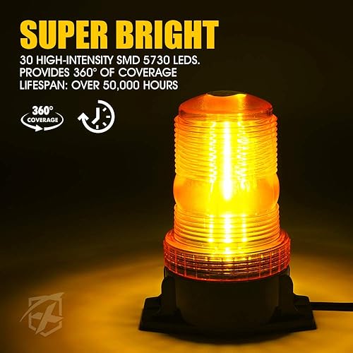Miniatura 2 de Xprite Luz LED ámbar para carretilla elevadora, luces intermitentes de seguridad con encendedor de cigarrillos, para cortacésped, ATV, camiones,