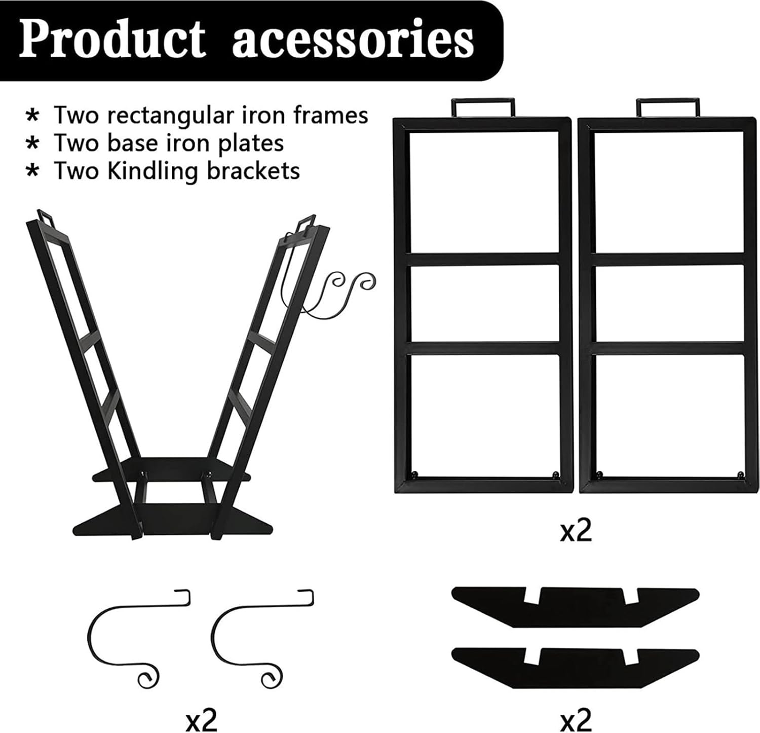 Firewood Rack Firewood Holder Indoor Outdoor Wood Storage Log Holder Firewood Holder Wood Stove Accessories,
