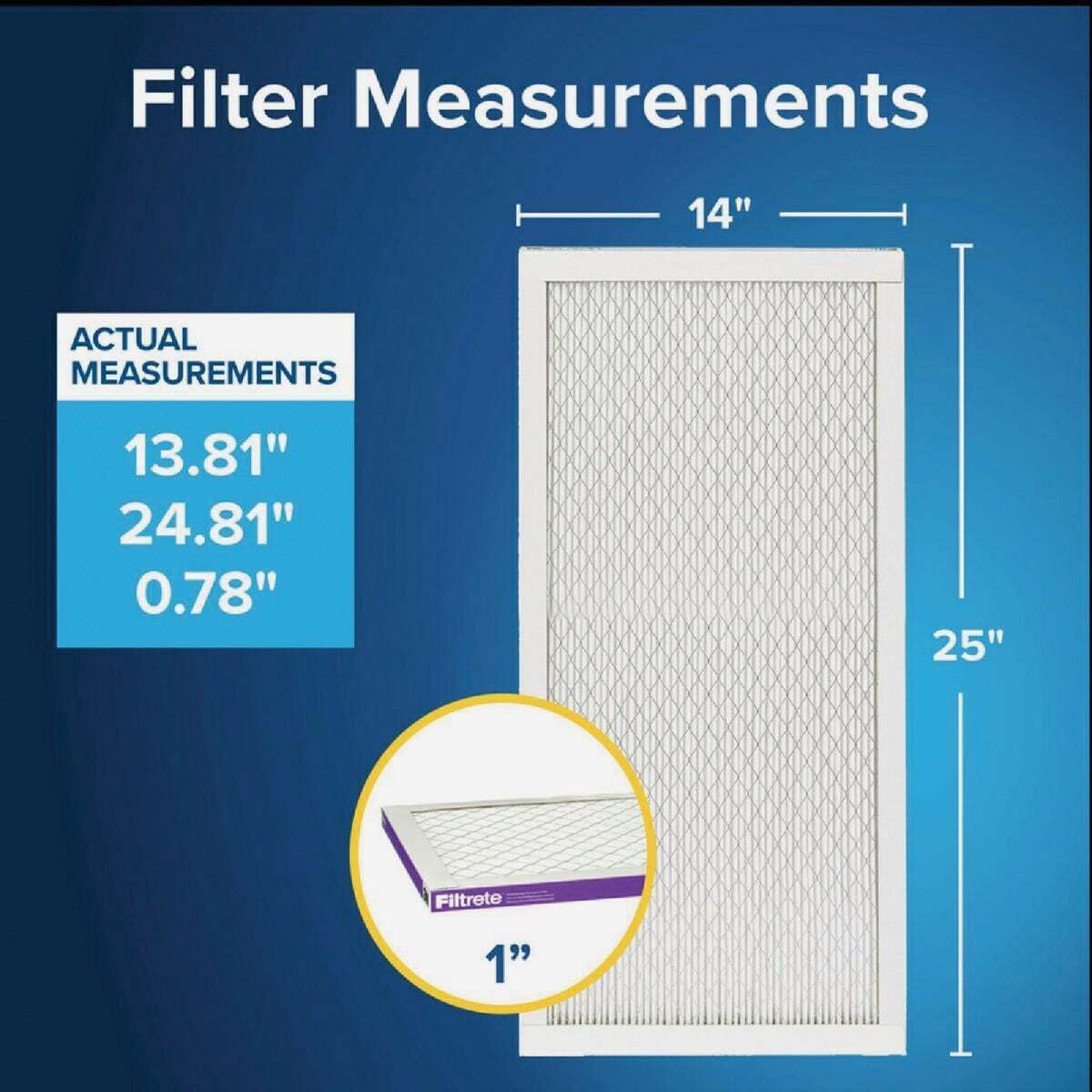 3M Filtrete Ultra Allergen Furnace Air Filter [Set of 6] Size: 25" H x 14" W x 1" D