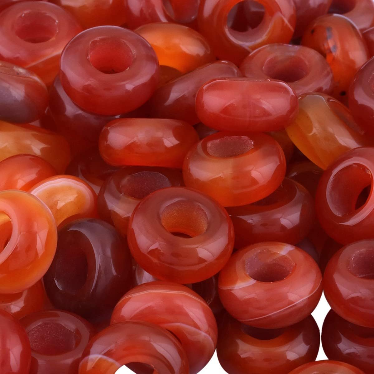 SUNYIK Carnelian Large Hole (5mm) Rondelle Loose Charms European Bead fits Bracelet,Jewelry Makings Pack of 20 - Image 5