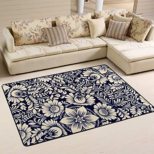 Tapis de salon rétro fleurs tissu polyester coton stretch - 3