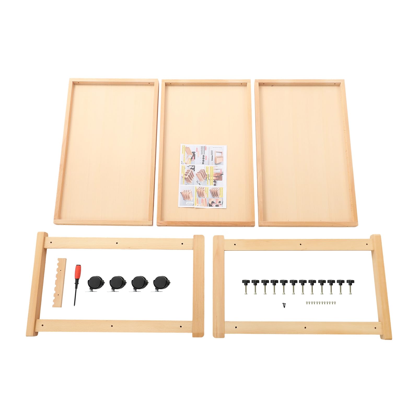 Carro artificial de madera de 3 niveles, 77,5 x 42 x 76,5 cm, carrito de pintura con ruedas, capacidad de carga total de 15 kg, carrito de pintura, carrito de almacenamiento multifuncional