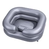 Large Portable Inflatable Hair Washing Basin for Bedridden - Wash Hair in Bed with Inflatable Shampoo Bowl.For Elderly,Disabled,Injured,Ideal Inflatable Sink for Locs Detox (Silver)