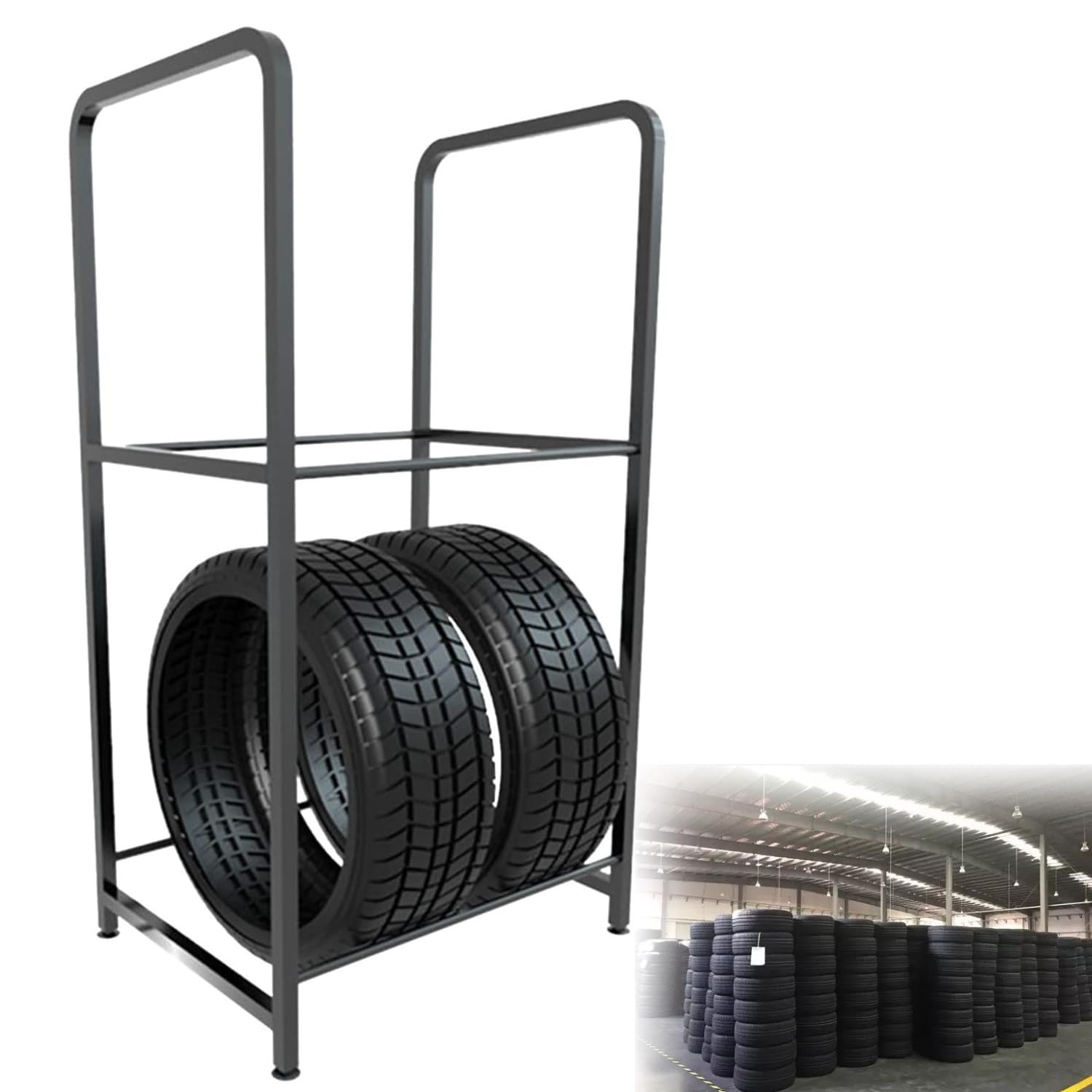 Porta Pneumatici su Ruote per Impieghi Gravosi, Organizer A più Livelli per Un'Esposizione Efficiente di Pneumatici E Cerchi, Soluzione Salvaspazio, Piccolo E Senza Ruote