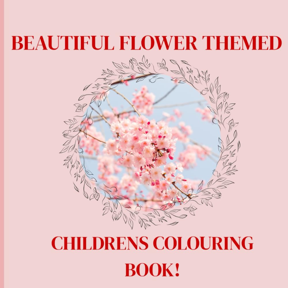 Beautiful flower themed children's colouring book activity