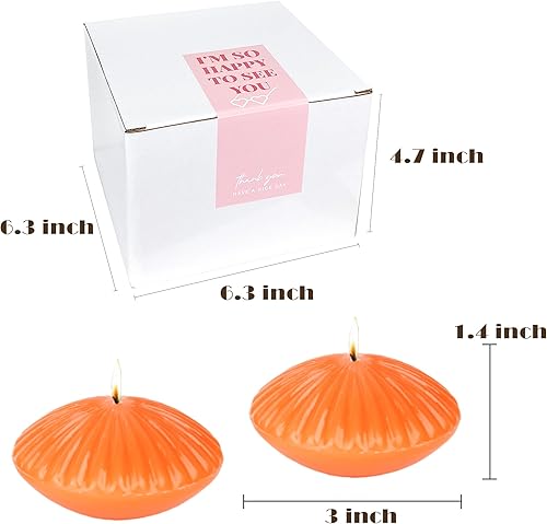 Miniatura 5 de Velas flotantes de color naranja de 10 horas grandes de 3 pulgadas, velas románticas sin perfume para jarrones cilíndricos, centros de mesa en