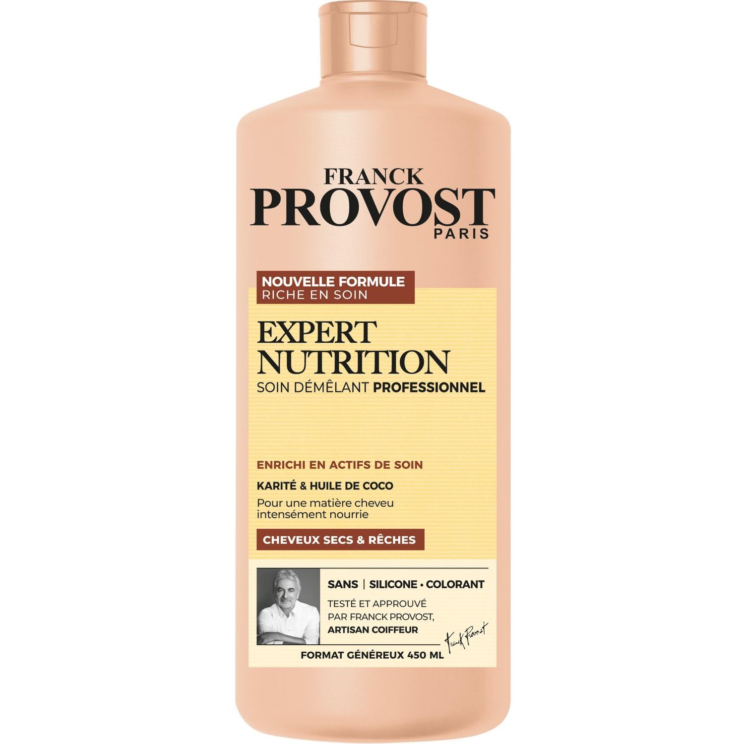 Après-shampoing Démêlant Nourrissant Cheveux épais, secs à très secs, Bouclés et Ondulés Karité & Huile de Coco FRANCK PROVOST - Le Flacon de 450ml Lot De 3 - Par Lot