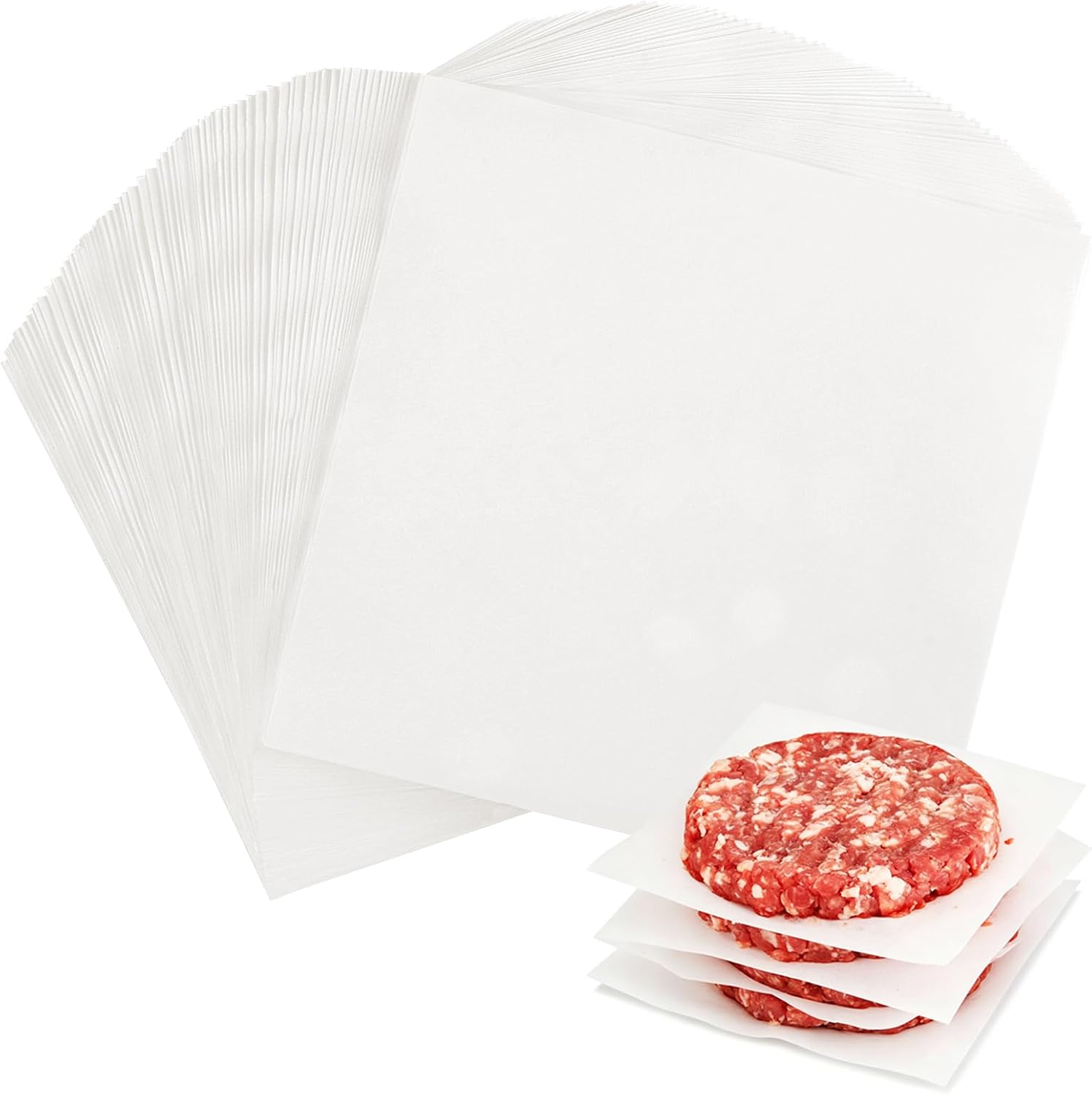 Ninsula 400PCS Patty Paper, 6x6 In White Wax Paper Squares, Non-Stick Burger Patty Paper for Separating Burgers, Butter, Cookies, Freezing, Baking and Candy Wrappe