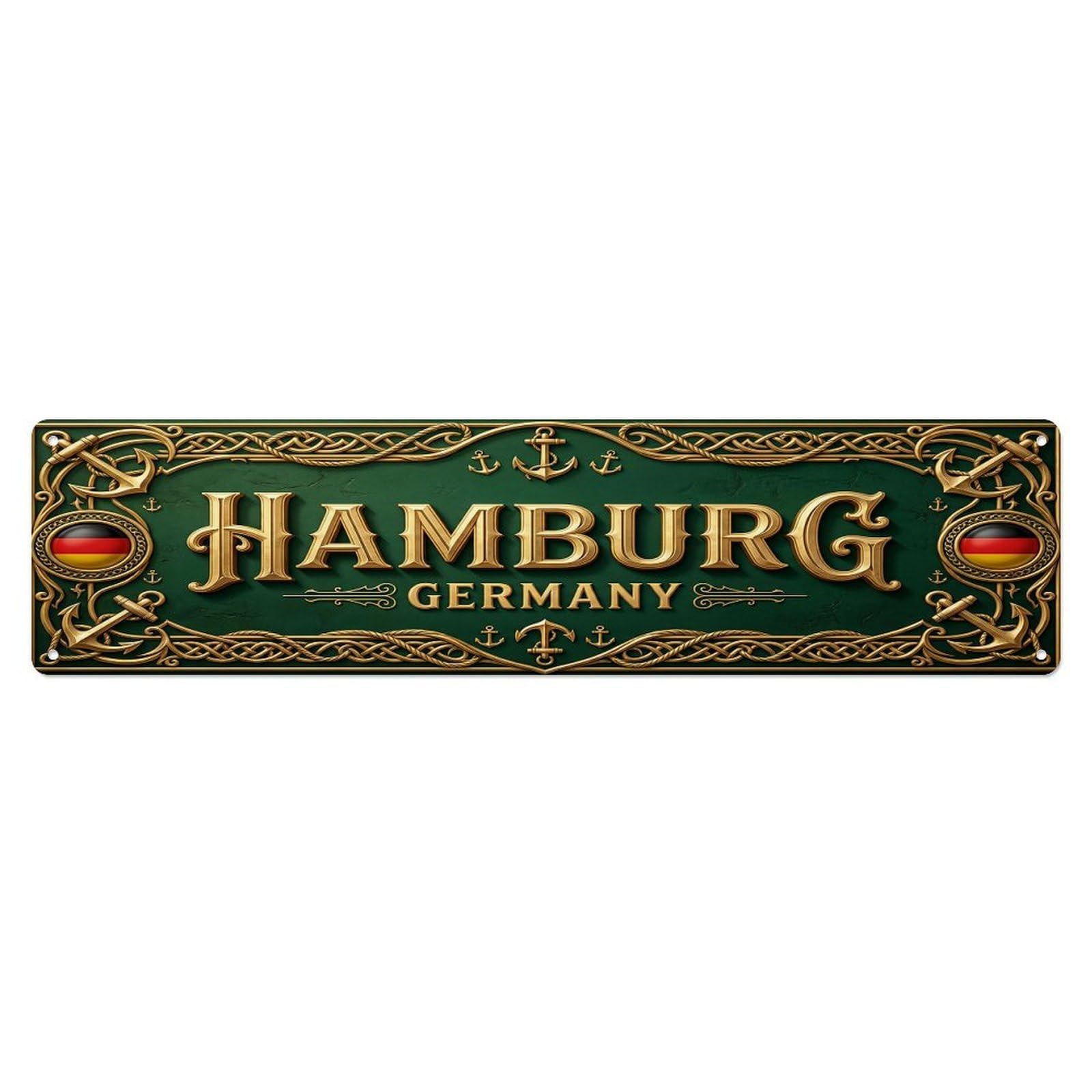 Vintage Hamburg Germany Flag Pattern Metal Tin Sign