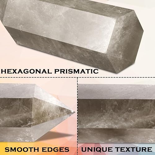 Miniatura 3 de CASMON Varitas de cristal curativo grandes de 3.9 a 4.3 pulgadas (3.9-4.3 in), piedra de torre de cristal natural de obelisco de cuarzo ahumado, 6