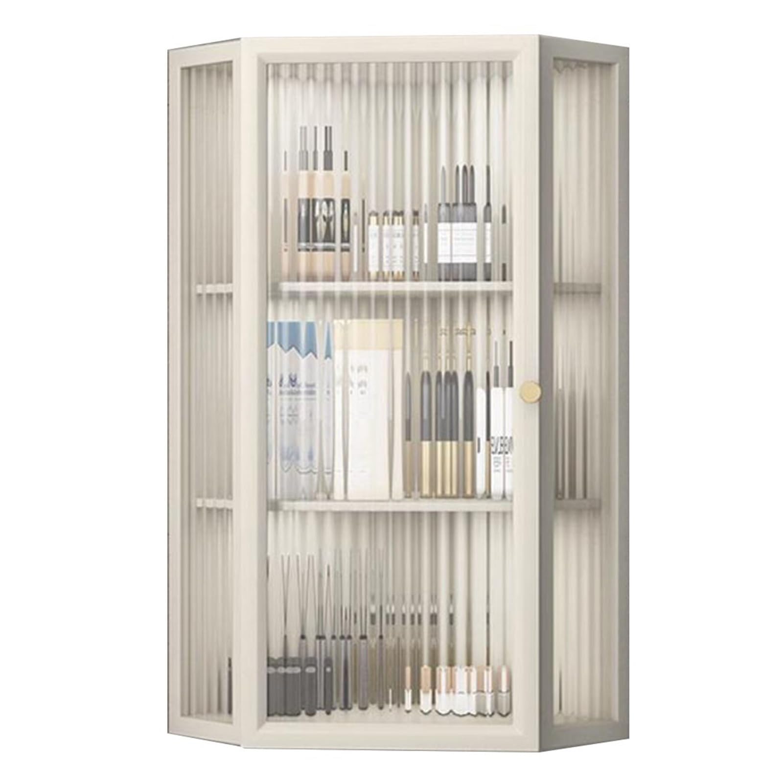 Bei Meuble d'angle mural – Étagères Sto multicouches pour salle de bain et salon – Gain de place – À suspendre avec porte