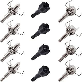 SOPOGER 12pk Small Game 100 Grain Broadheads Judo and Hammer Mixed Kit Screw-in Arrow Tips Replaceable Arrowhead for Crossbow Compound Bow Field Hunting Practice