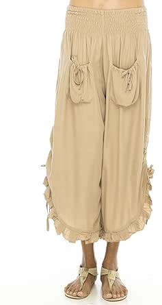 womens smocked waist gaucho | golden basketweave | bamboo main image 1