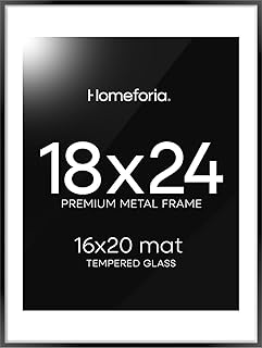 Homeforia 18x24 Poster Frame Black, High End Metal 18 x 24 Picture Frames with