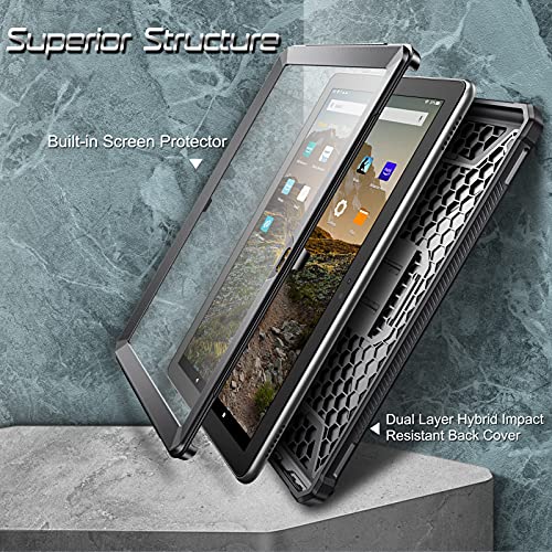 Fintie Case For Amazon Fire Hd 10 And Fire Hd 10 Plus Tablet (Only Compatible With 11Th Generation 2021 Release), [Tuatara] Rugged Unibody Hybrid Kickstand Cover W/Built-In Screen Protector, Black #TOP2