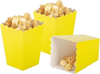 AimtoHome - Cajas de palomitas de maíz, color amarillo, caja de papel para palomitas de maíz, paquete de 15