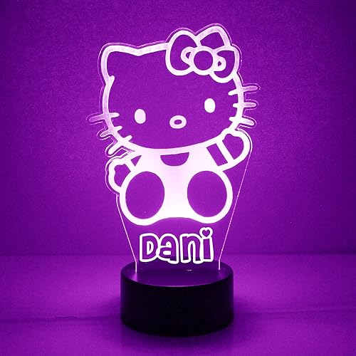Lindo letrero de gatito de dibujos animados lámpara de noche con luz LED lámpara de mesa personalizada con control remoto 16 opciones de color