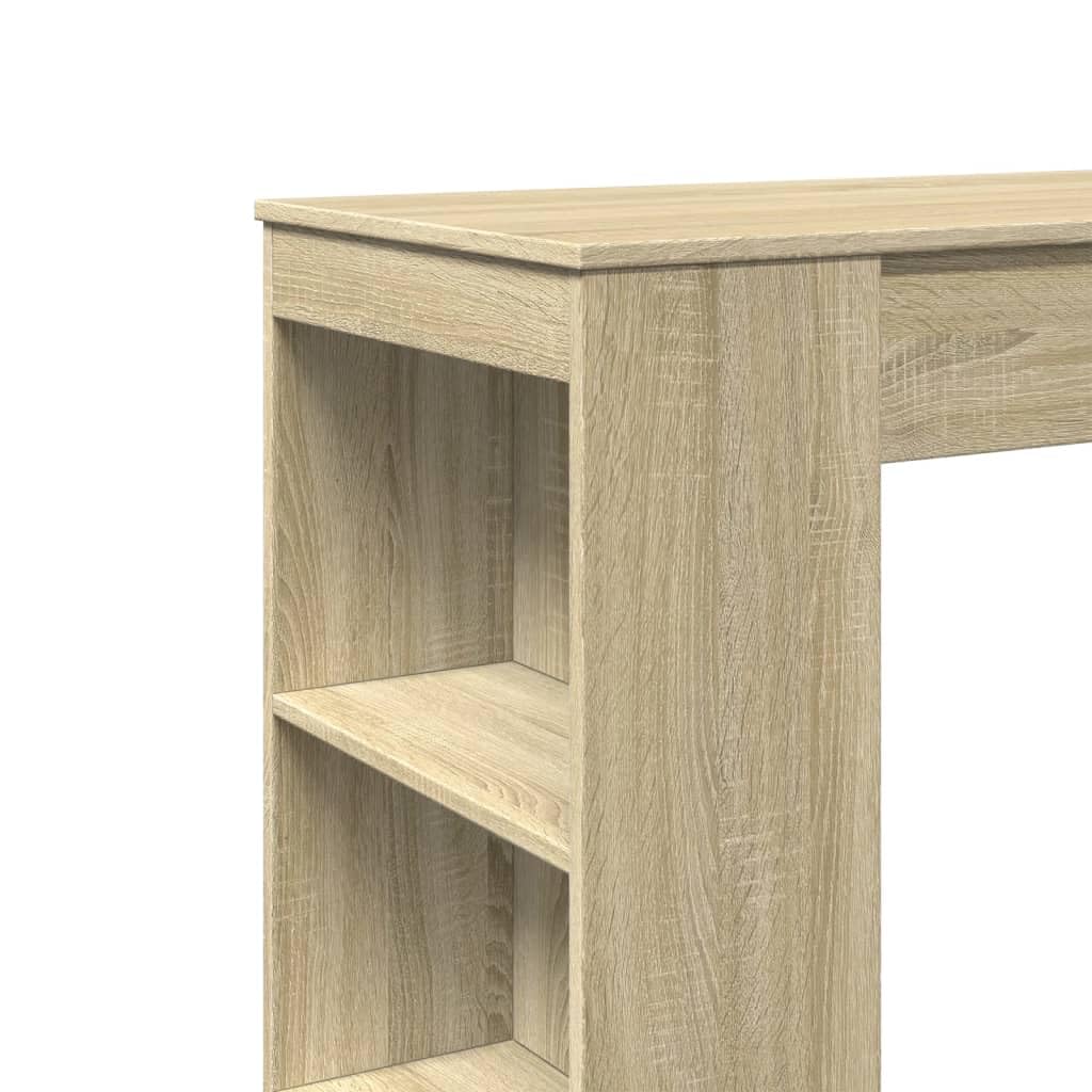 Bartisch Mit Regal Sonoma-Eiche 95x47x103,5 cm Holzwerkstoff | 3 Fächer Barregal, Pflegeleicht, Feuchtes Tuch Reinigung, Stabil Und Langlebig