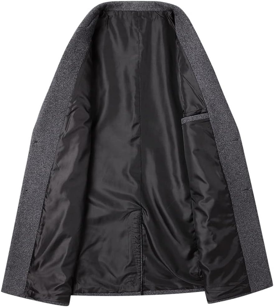 Autumn and Winter Men's Mid-length Tweed Trench Coat Casual Large Yards Tweed Jacket