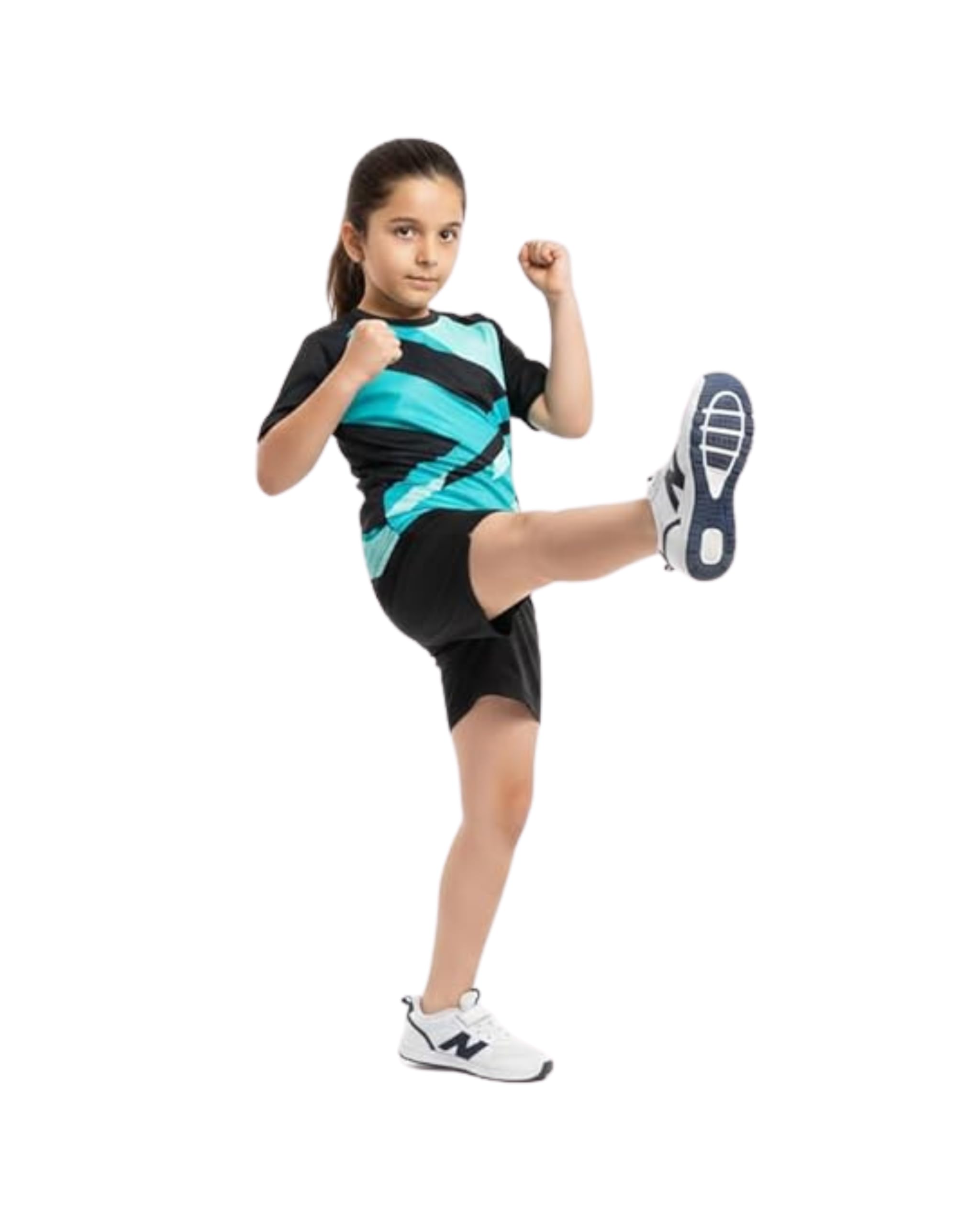 Girls Dry-Fit Sports T-Shirt & Shorts Combo Set | Quick-Dry Breathable Activewear for School PT, Running & Outdoor Training | Lightweight Moisture-Wicking Athletic Wear | 4-15 Years (8-9 Y) 2