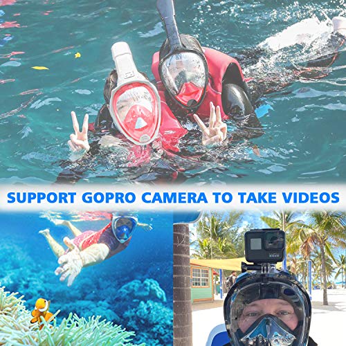 Foldable Full face Snorkeling mask with New Safety Breathing System, 180-degree Panoramic View, Waterproof and Anti-Fog, with Camera Stand, Universal Snorkeling mask(L/XL) - Thumbnail 4