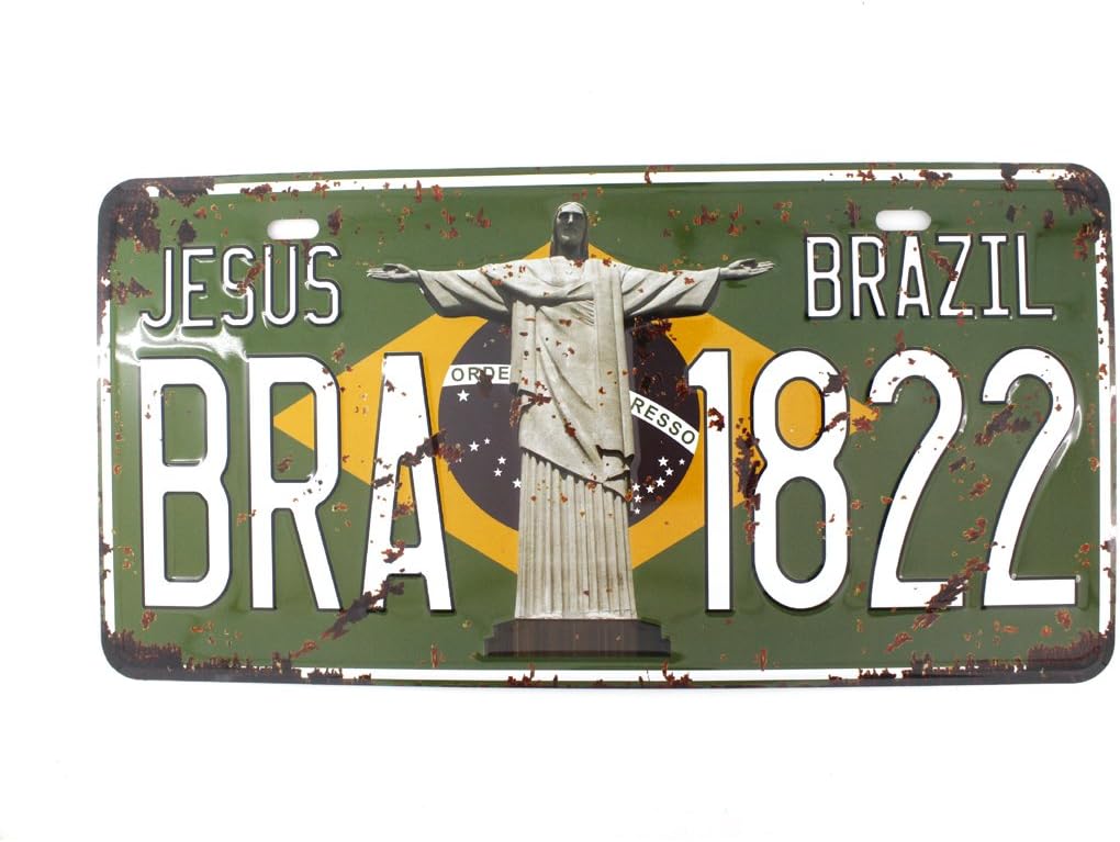 6x12 Inches Vintage Feel Home,bathroom,shop and Bar Wall Decor Souvenir Metal Tin Sign Poster Plaque (JESUS BRAZIL)