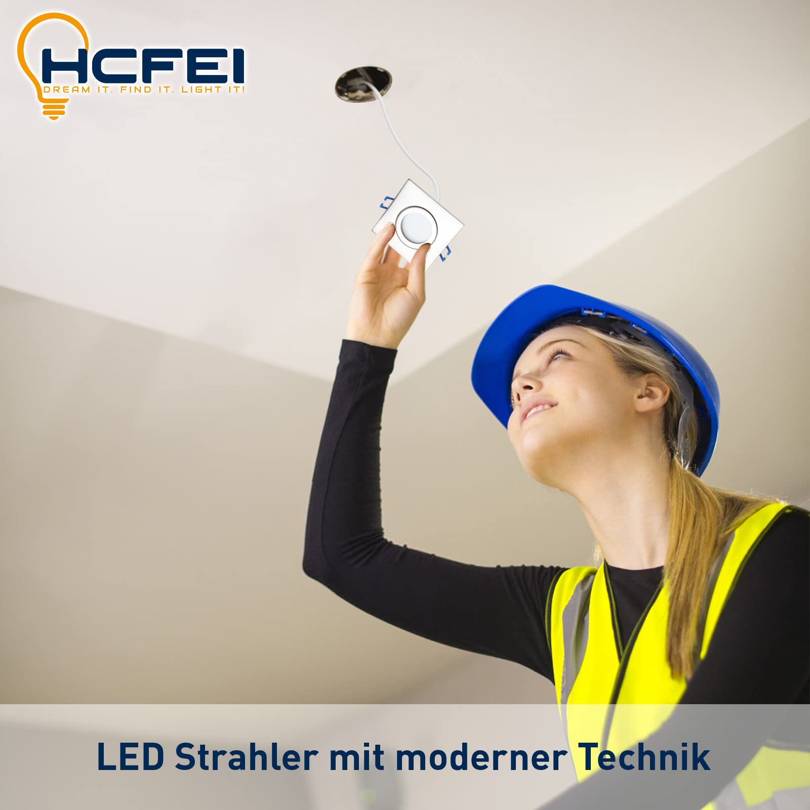 HCFEI Juego de 6 focos LED empotrables de 5 W, intensidad regulable, plano, cuadrado, IP44, para baño, 230 V, foco exterior, blanco cálido, 3000 K