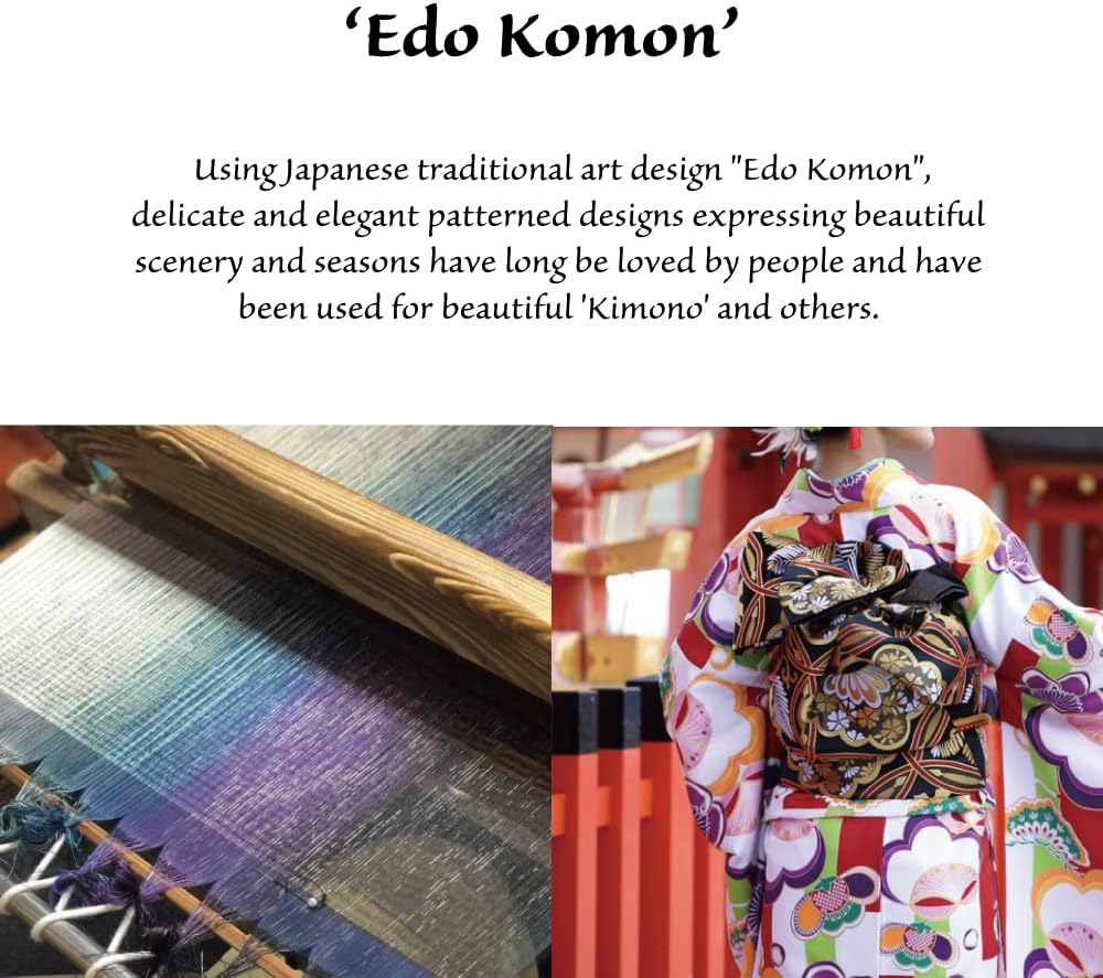 Cute Women's Wallets [ Made in Japan ] Double Structured Kiss Locks with Traditional Edo Komon Design (Dancing cherry blossom (black)) - Image 2