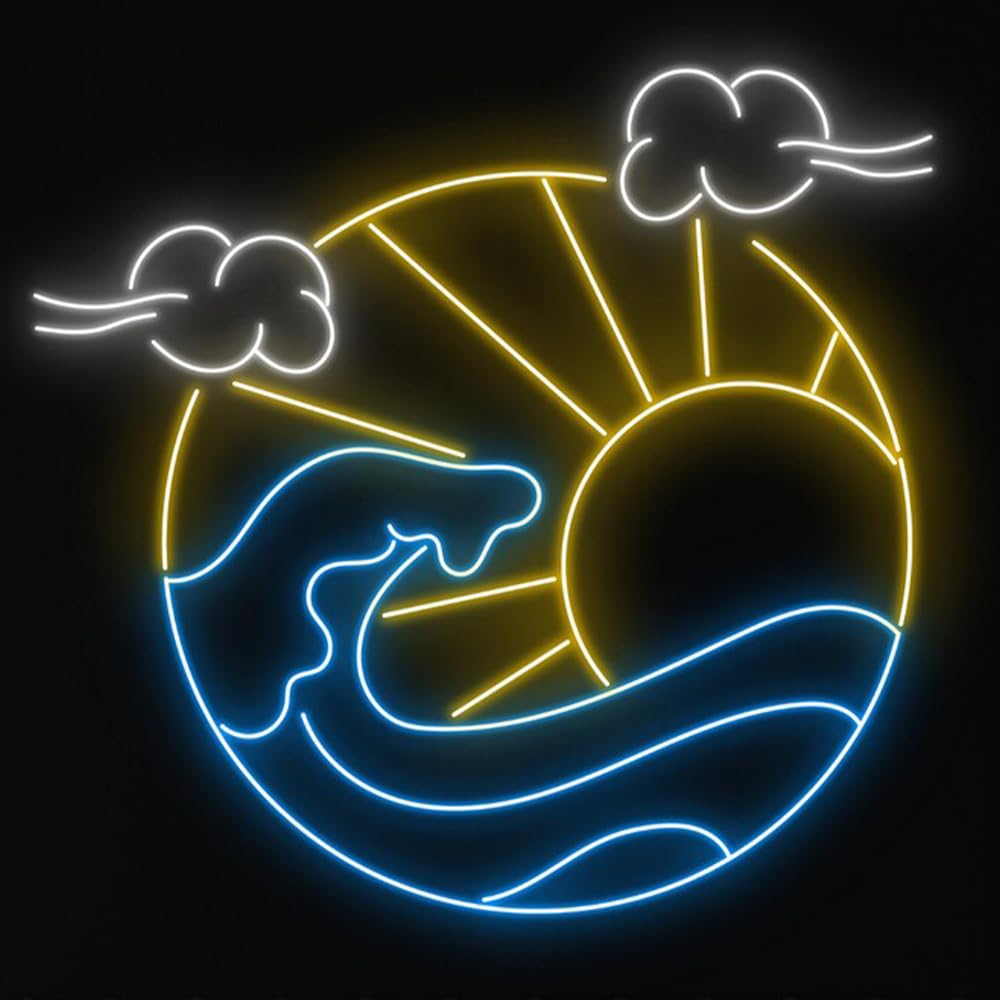 Ulalaza LED Sign Sunset Neon Signs Waves Led Home Wall Decorative Lights Sunrise Night Lamps Mountains Decoration Light USB Brightness Adjustable