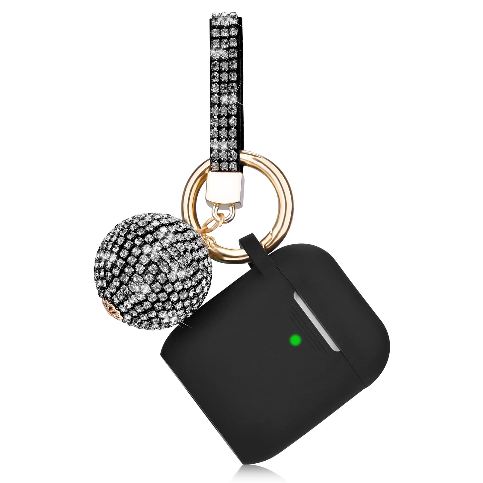 Case for Airpods, Filoto Bling Airpod Silicone Case Cover Skin, Air Pods  Protective Glitter Case with Shiny Disco Ball Keychain, Scratch Proof and 