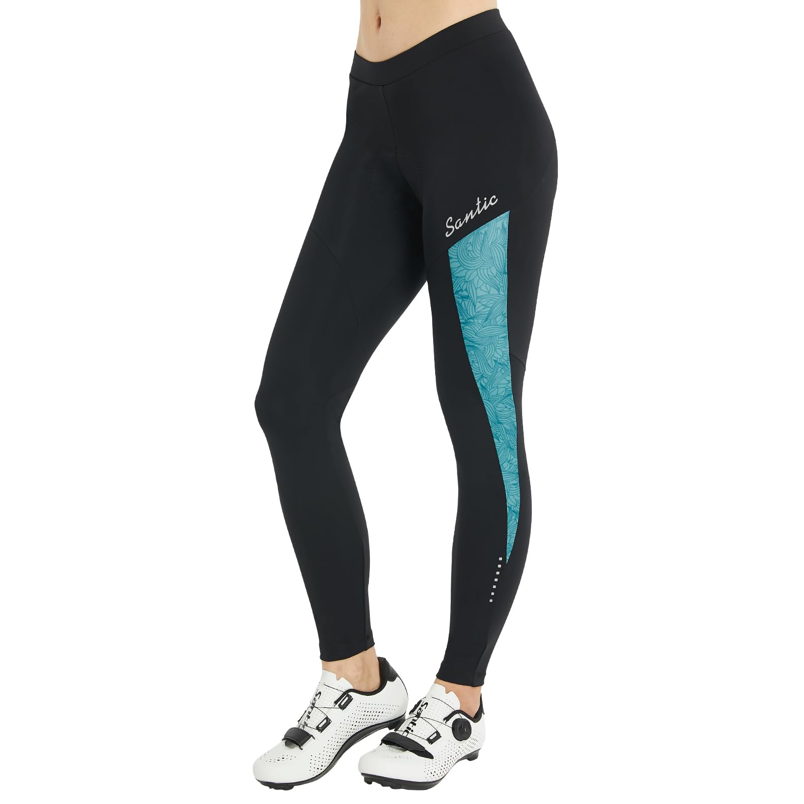 Santic Pantalon Cycliste Femme 7/8 Rembourré Leggings de Vélo Femme Cyclisme pour MTB-Gina