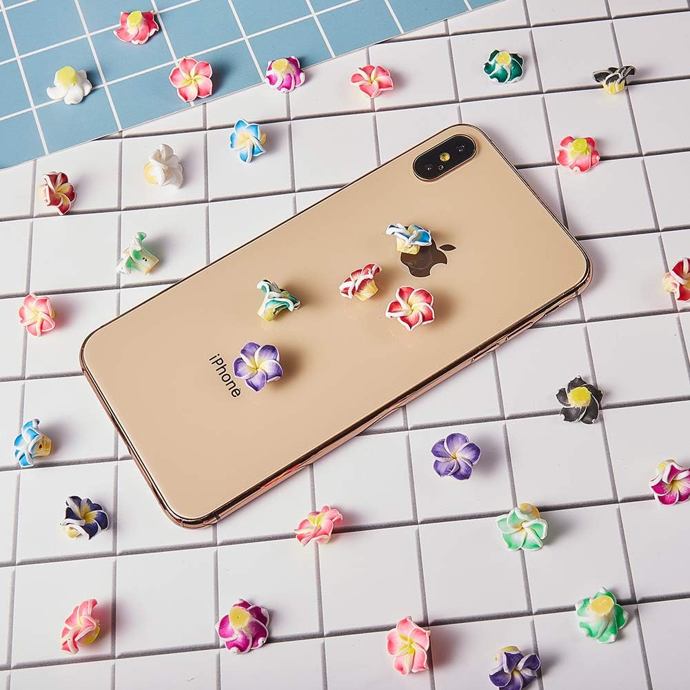 SUNNYCLUE 100Pcs 10 Color Polymer Clay Flower Beads Plumeria Spacer Loose Beads 15x8mm 5 Petal Summer Hawaii Floral Hawaiian Beach Spacer Charm Beads for Jewelry Earring Making Supplies DIY Craft - Image 6