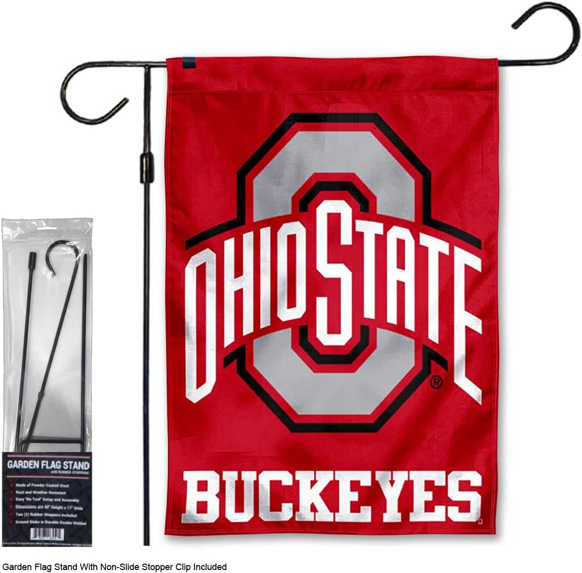 Ohio State Buckeyes Garden Banner Flag with Stand Pole Holder - Image 2