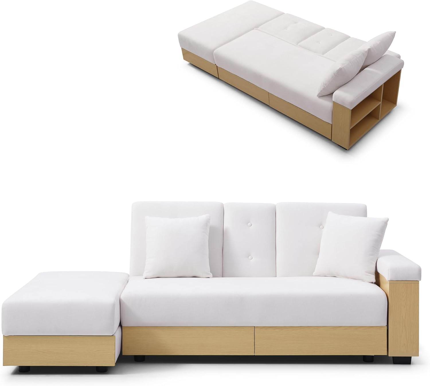 Amazon.com: mikibama L-Shaped Sofa Couch with Storage Chaise & Arms ...