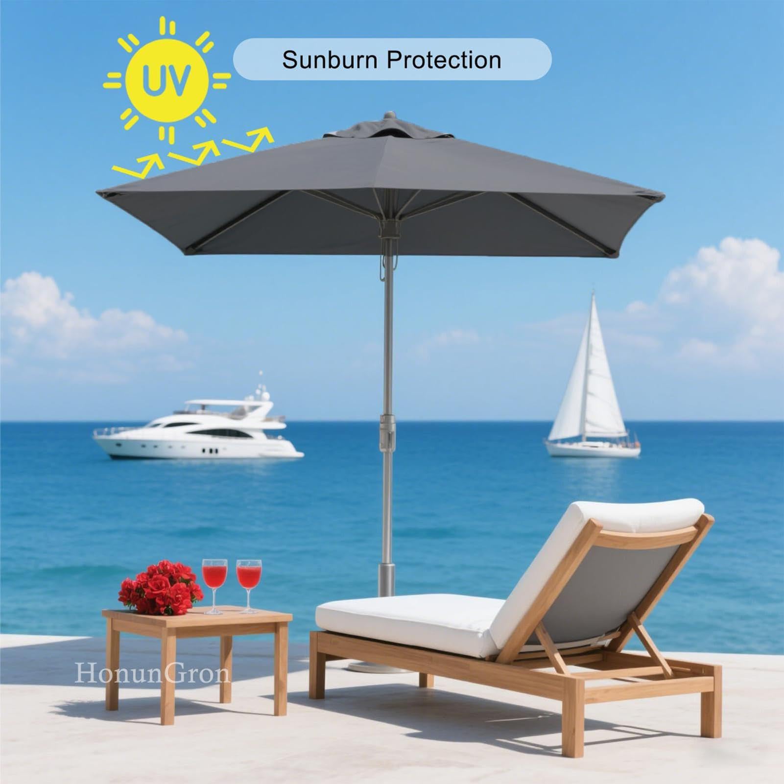 Parasol rectangulaire de terrasse Tissu Résistant Aux UV 200 x 300 cm