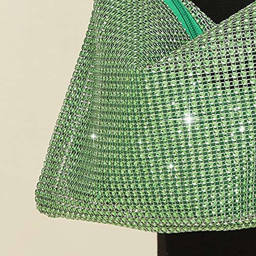 Sac chic et brillant vert avec strass, style hobo de soirée - 5