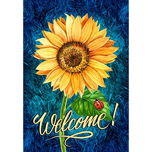 America Forever Sunflower Welcome Garden Flag - Welcome Summer Fall Sunflowers Ladybug Flag- Seasonal Yard Outdoor Decorative Double Sided Flag - 12.5 X 18 Inches #TOP1