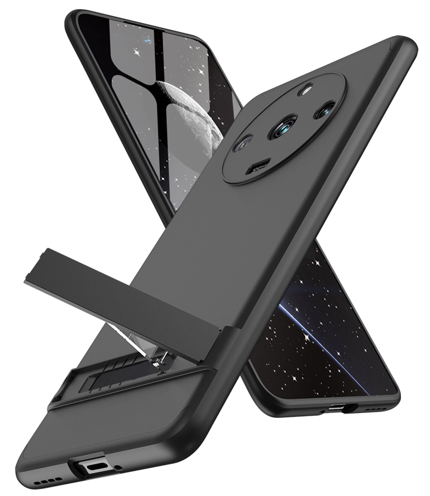 Kapa Double Dip Full 360 Protection Back Case Cover with Stand for Realme 11 Pro / 11 Pro Plus (Black)