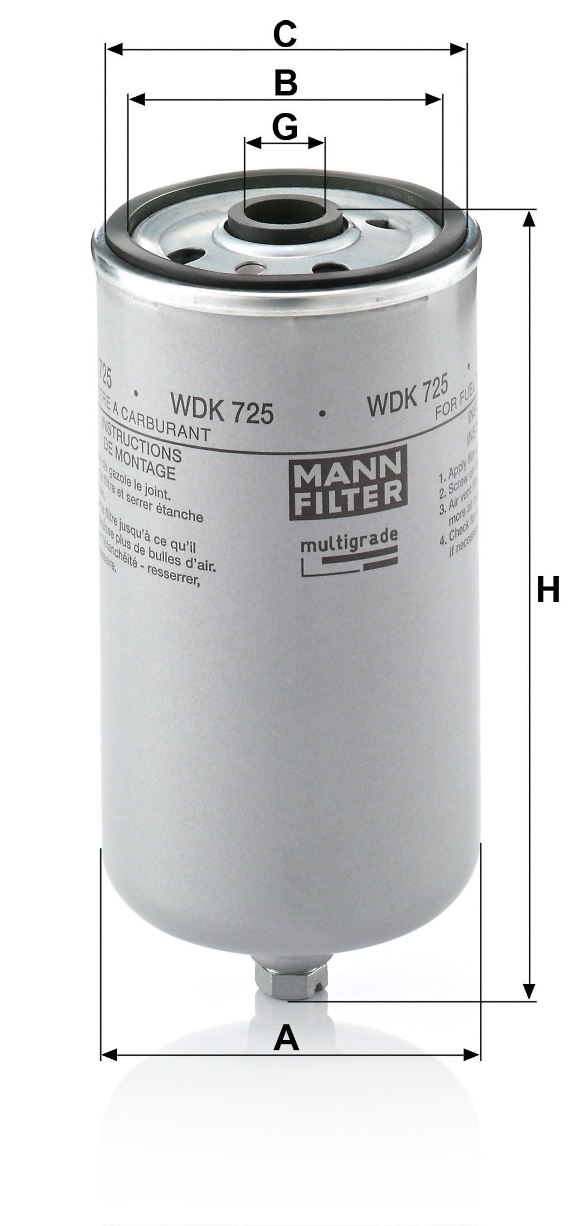 MANN-FILTER WDK 725 Filtre à carburant - pour Poids-lourds + Autobus (Lot de 2)