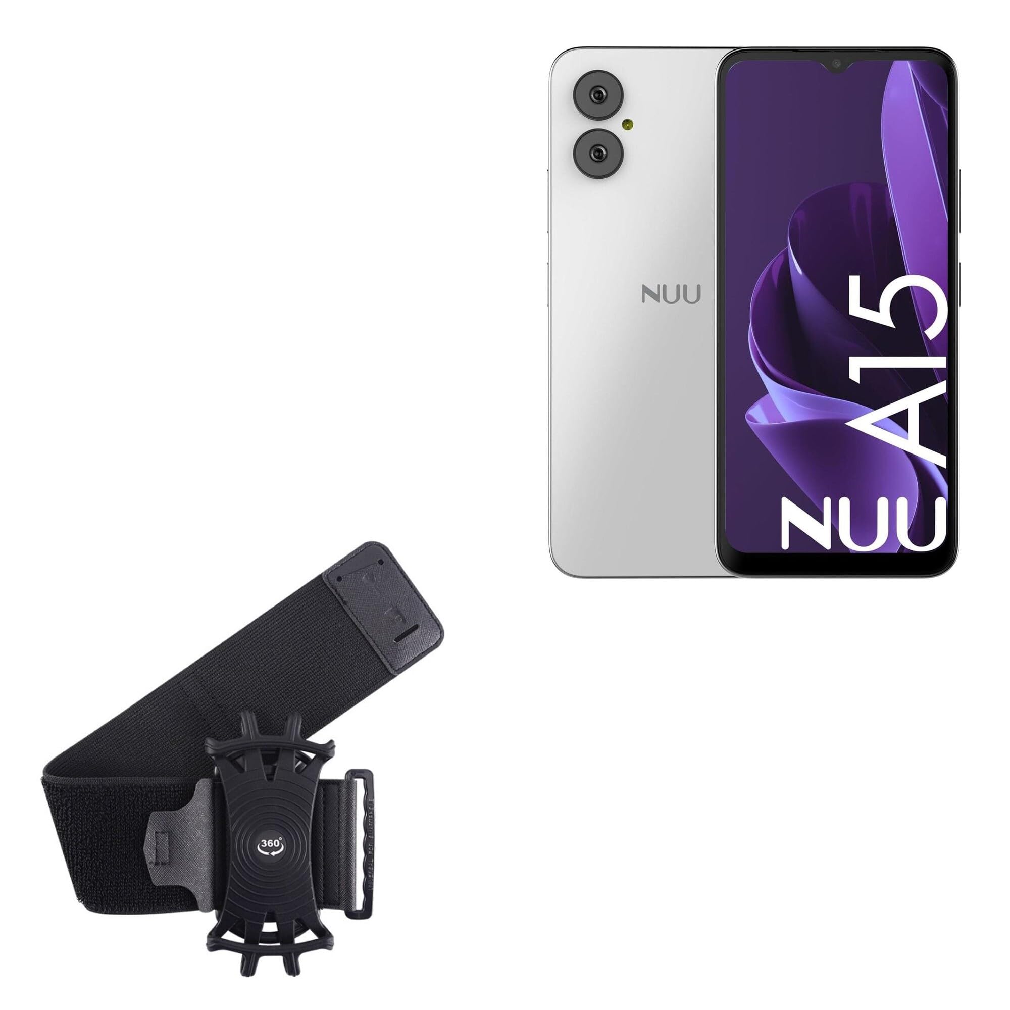 BoxWave Holster Compatible with NUU Mobile A15 - ActiveStretch Sport Armband, Adjustable Armband for Workout and Running - Jet Black