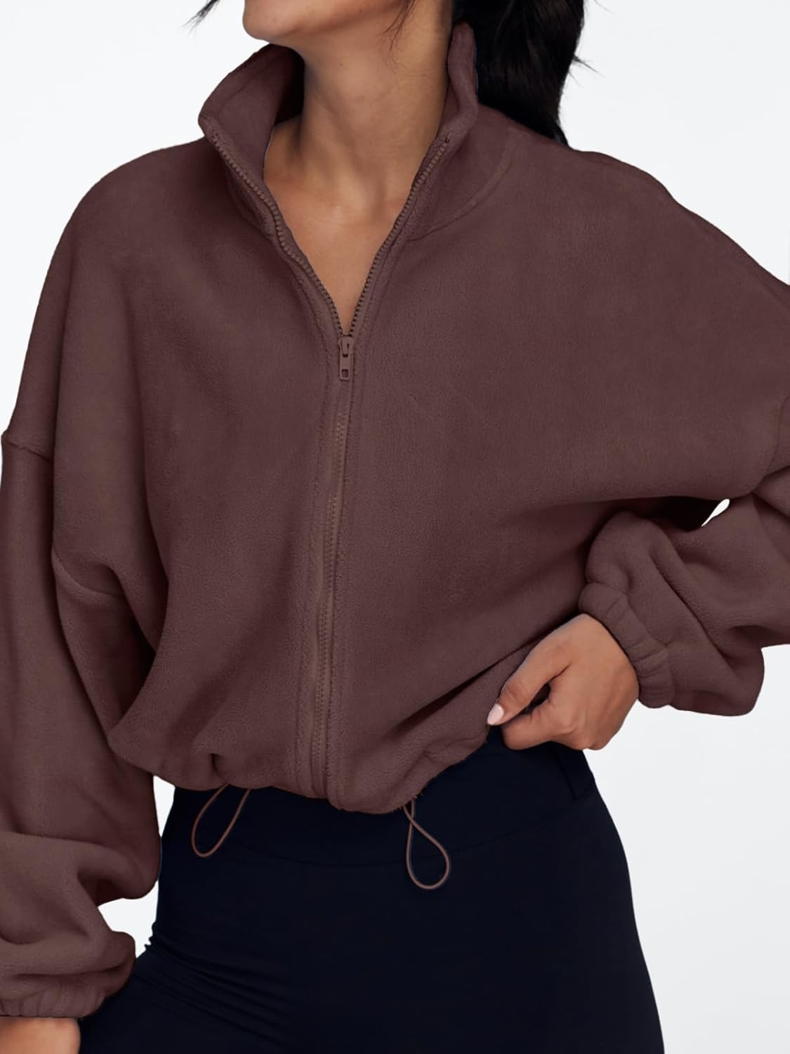 AUTOMET Womens Fleece Jackets Zip Up Oversized Sweatshirts Winter Clothes Long Sleeve Crop Sherpa Fall Outfits Fashion - Image 2