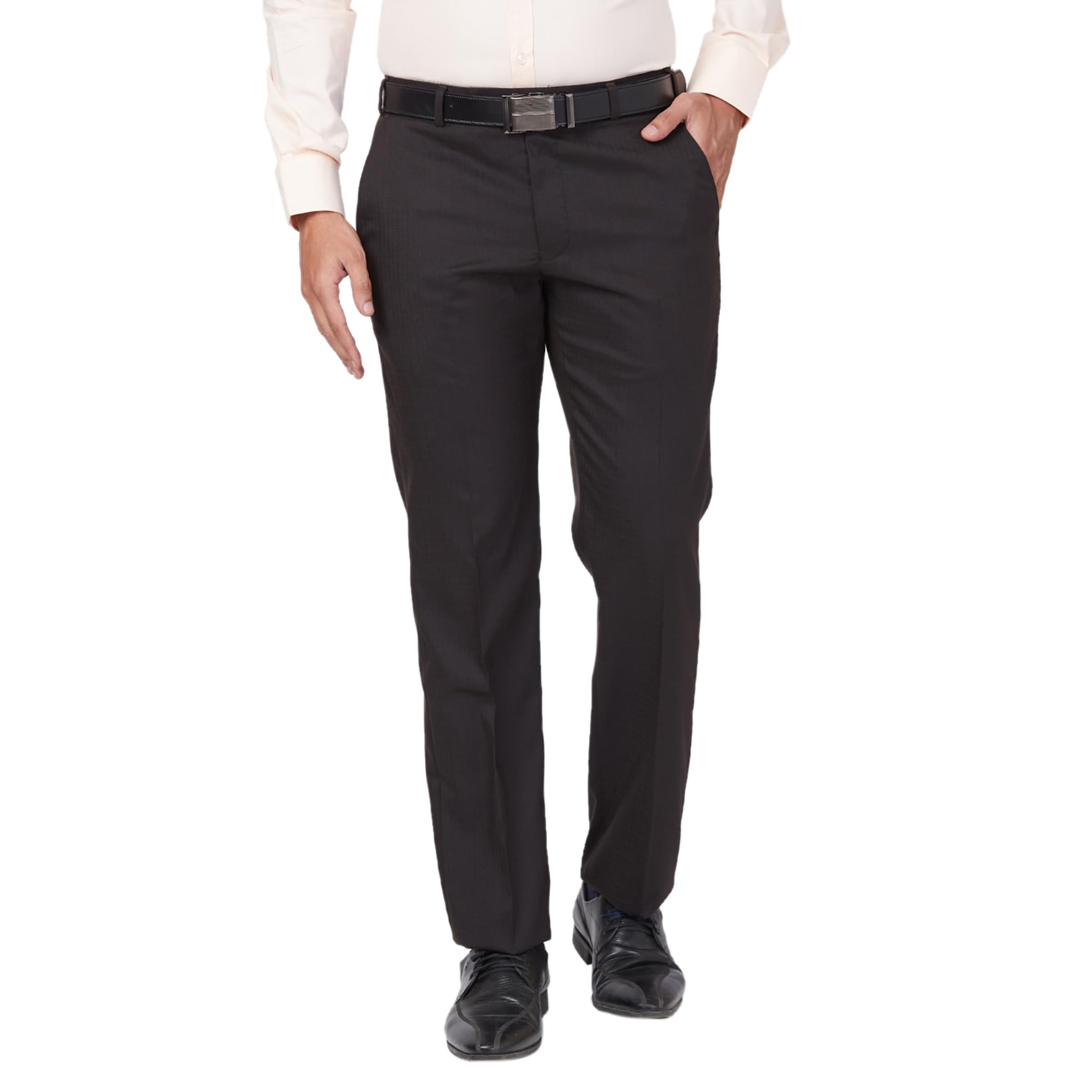 park avenue Men's Mid Rise Regular Fit Solid Pattern Polyester Blend Pleated Formal Trouser-picture-13