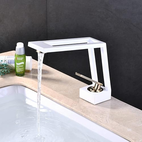Miniatura 5 de SHUNLI Grifo de baño moderno de diseño creativo, grifo de lavabo de baño de un solo agujero, latón macizo de una sola manija, grifo mezclador