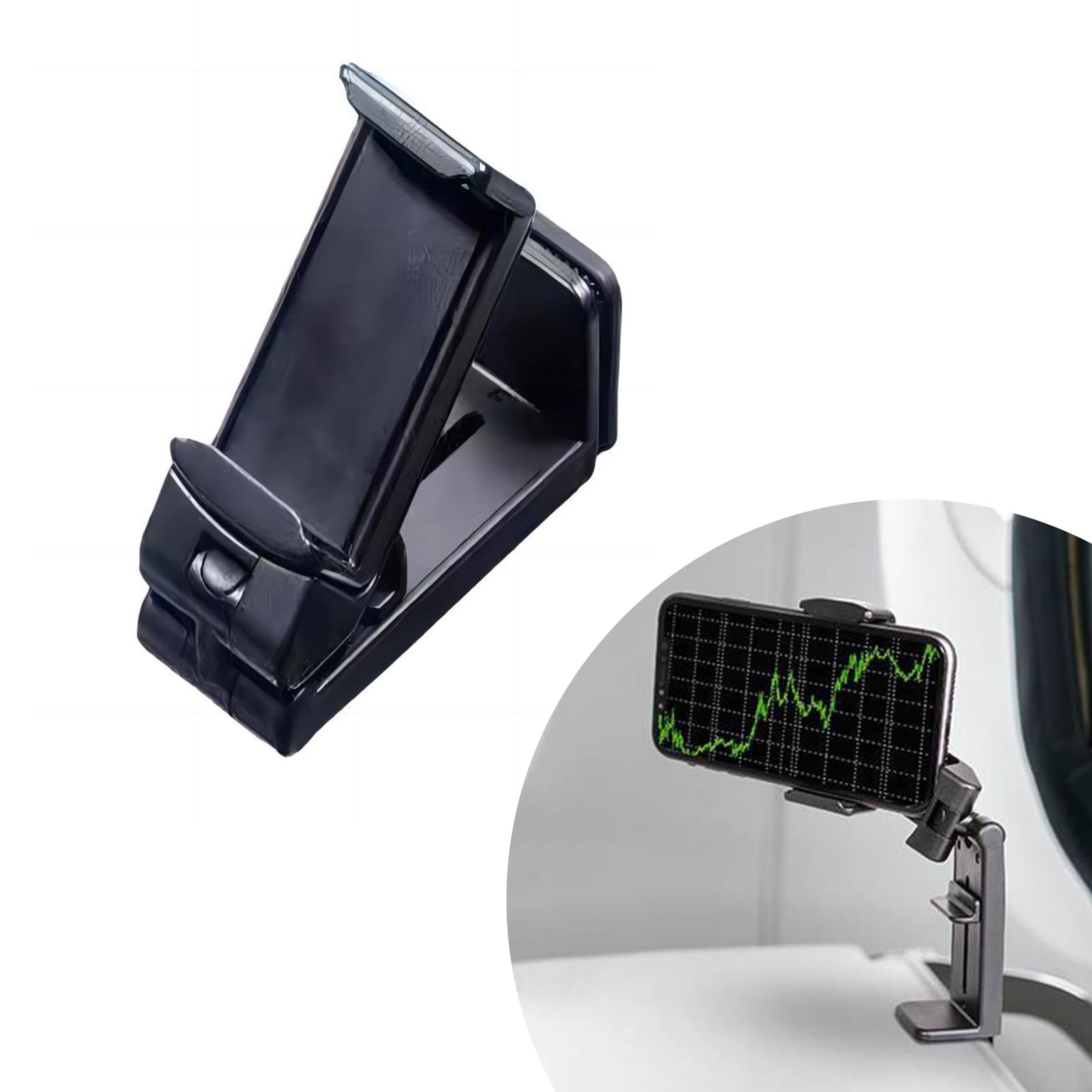 dawfall 1 PC Car Phone Holder with Hidden Clip, Foldable Waterproof Vehicle Phone Mount, 360 Degree Rotation, Universal Liftable Travel Essential Accessory for Airplane Truck SUV Car Home (Black)