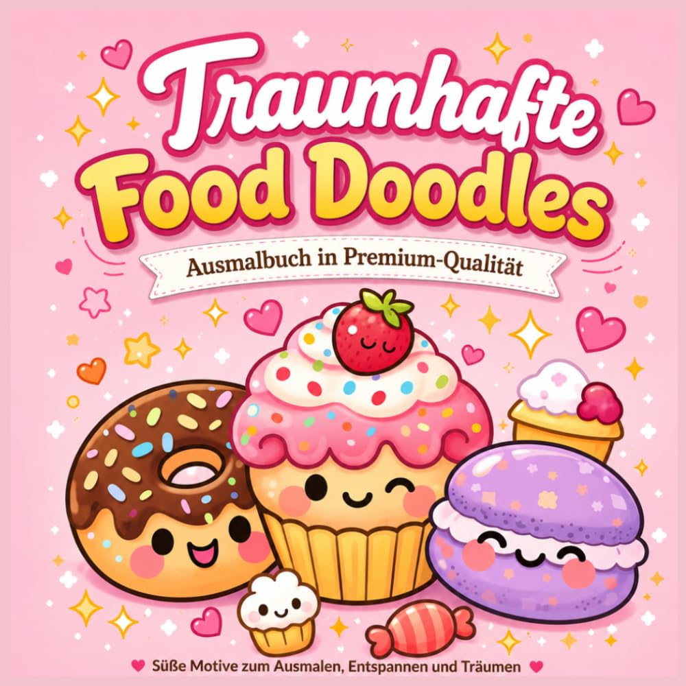 Traumhafte Food Doodles Kawaii-Ausmalbuch mit süßen Snacks, Cupcakes & Dessert-Figuren für Kinder, Teens und Erwachsene: Niedliche Food-Charaktere zum ... Geschenk für Kawaii- und Dessert-Liebhaber
