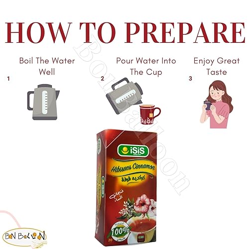 Miniatura 4 de bonballoon Isis Hibiscus Cinnamon Tea Bags Pure Natural Dry Premium Egipcio Hierba Hierba en Polvo Molido Árabe No Gmo Kosher Halal (1 Pack  20