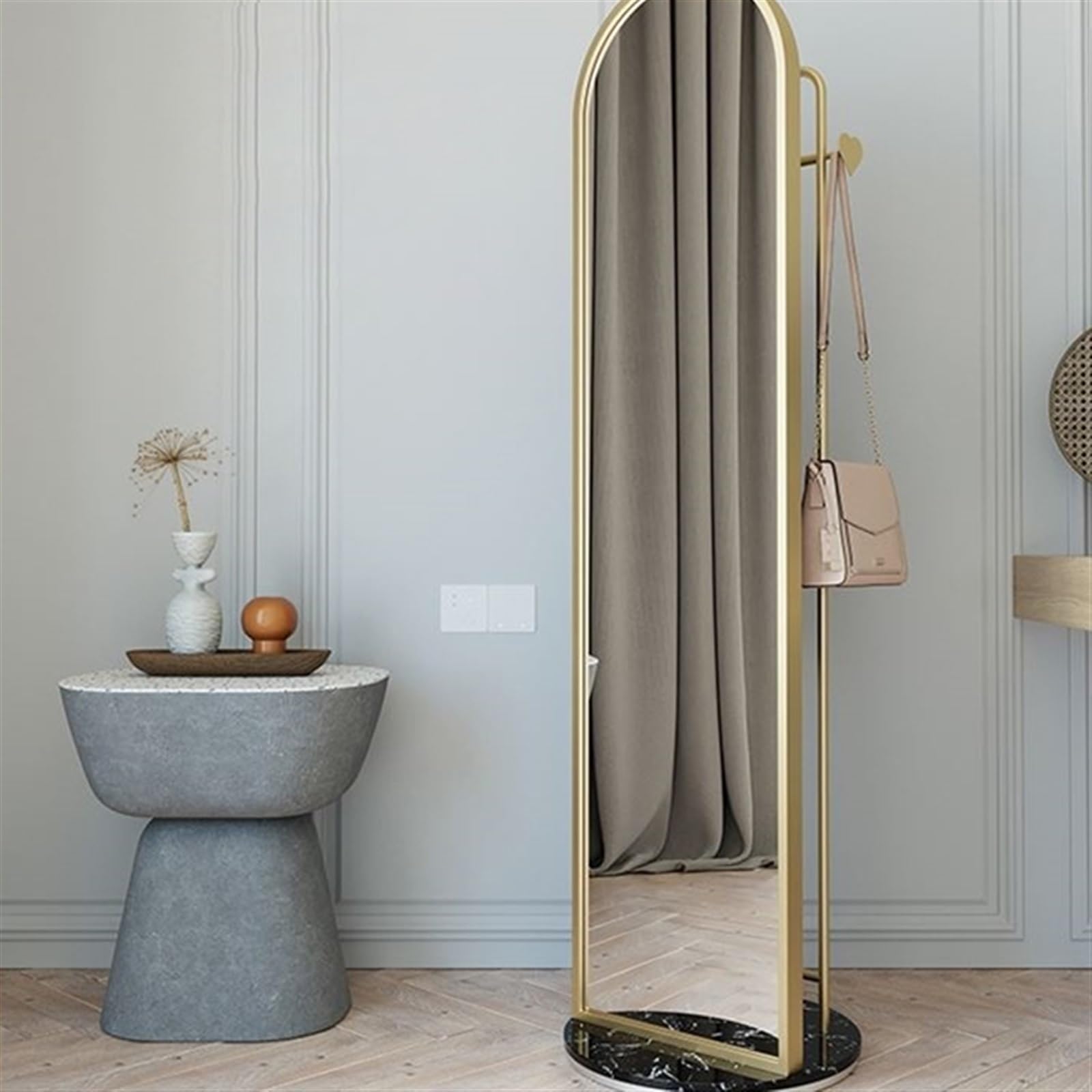 Miroir Pleine Longueur Cintre à vêtements sur Pied avec Miroir, Porte-Manteau, Cintre Simple intégré au, de Dressing Complet for la Chambre Coucher for Suspendre Les