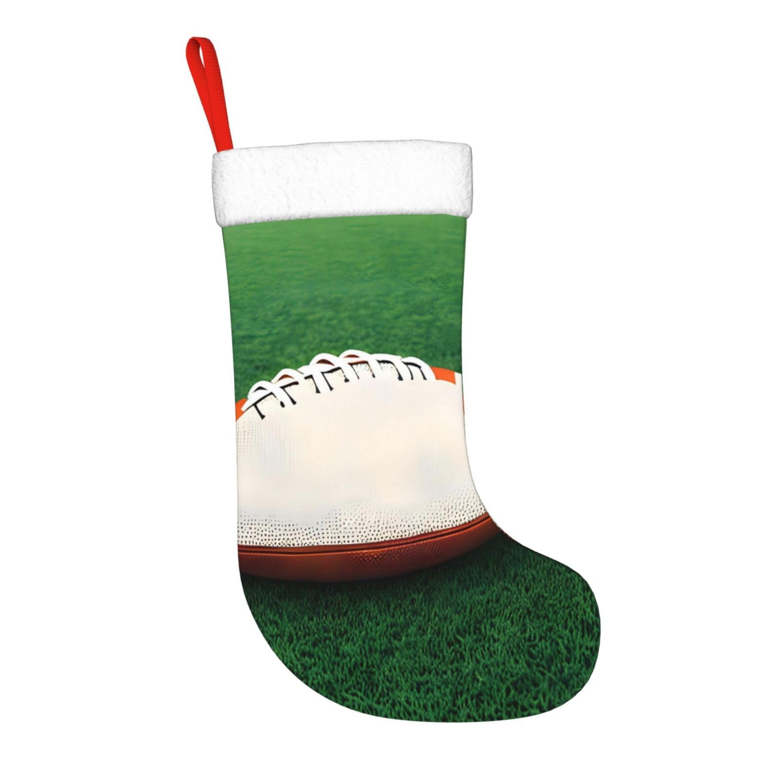 AthuAh White Rugby Ball Christmas Socks, Personalized Christmas Socks, Decorating Socks, Suitable